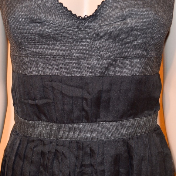 D&G DOLCE & GABBANA Black & Gray Tweed & Pleated Chiffon Mini Cocktail Dress NWT - Picture 2 of 8